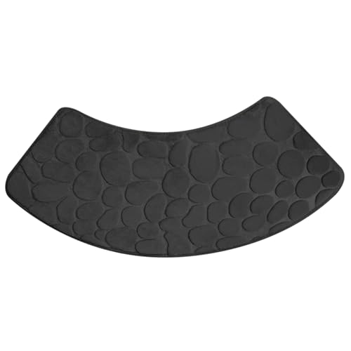 Nirelief Curved Shower Mat, Non-Slip Quadrant Shower Mat, Super Absorbent, Machine Washable, Fan-Shaped, Black, Polyester, Rectangular