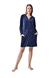 80% Baumwolle, 20% Polyester. RAIKOU Neu Morgenmantel,kurzer Bademantel,Nicki,Kapuzenjacke,Hoodie,Zipper, Hooded Sweatshirt,Longjacke,Women´s Hooded Jacket,Polka Dots,Itsy-Bitsy,Tupfen (Nachtblau,48/50)