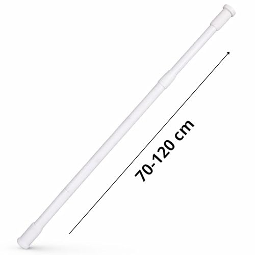 Miniatura 2 de Parence Varilla Telescópica Metálica De Cortina De Ducha Blanca 70 120 Cm Sin Agujero Fijación De Presión Ø Tubo 20 Mm Ø Tapa Final 32 Mm