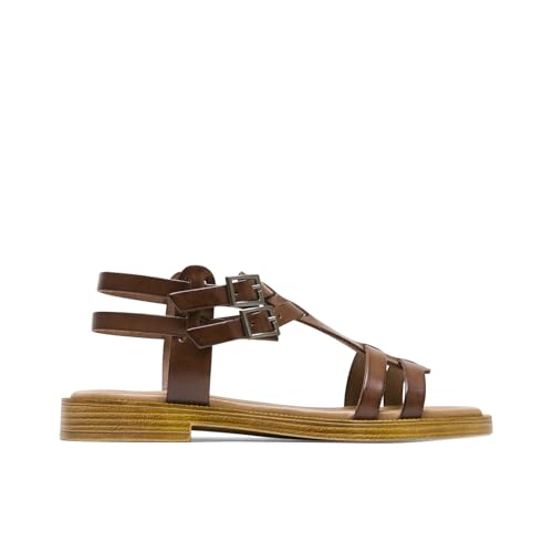 Porronet Sandalia Plana Romana De Piel Moka Magnolia