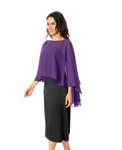 Image of Baoqiya Chiffon Capes Sheer Capelets Long Cape Poncho For Women Plus Size