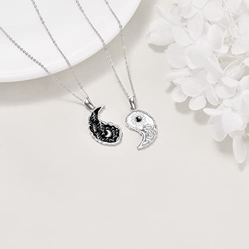 AXELUNA Yin Yang Tree of Life necklace Sterling Silver Matching Couples Friendship Necklace Jewelry For Women Men Gift3