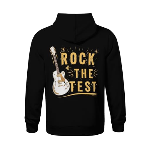 Kids Cool Guitar Test Day Rock The Test Boys Girls Lightweight Kangaroo Pocket Fleece Hoodies3