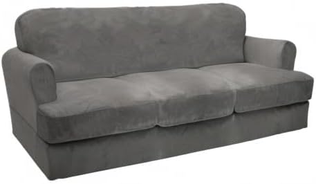 Miniatura 9 de CUCRAF Funda para sofá con cojines en forma de T de 4 piezas, fundas deslizantes, funda de sofá de terciopelo suave y grueso para sala de estar,