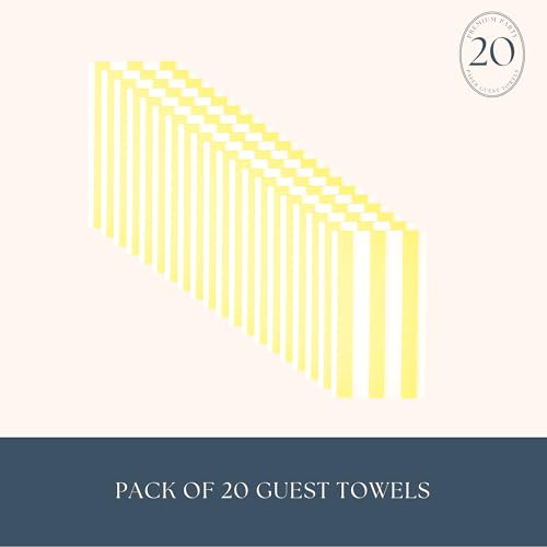 Image of Bonjour Fete Yellow Cabana Stripe Guest Towels, Pack of 20, 4.25x7.75 inch