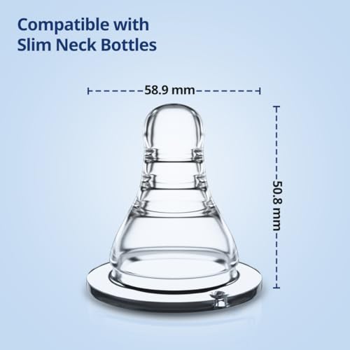 LuvLap Anti-Colic Essential Teat/Nipple for Slim Neck Bottle, 4pcs, Fast Flow, 6m+