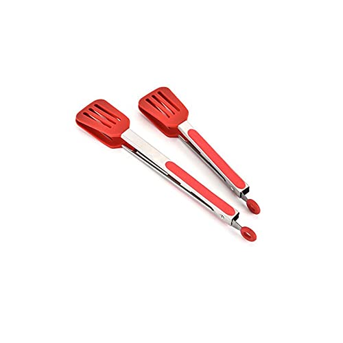 Clips for Bolsas for Alimentos Pinzas de Cocina de Acero Inoxidable con Puntas de Silicona Incluyendo Pinzas de espátula for Barbacoa Ensalada Parrillada Servir, Pinzas.(S)