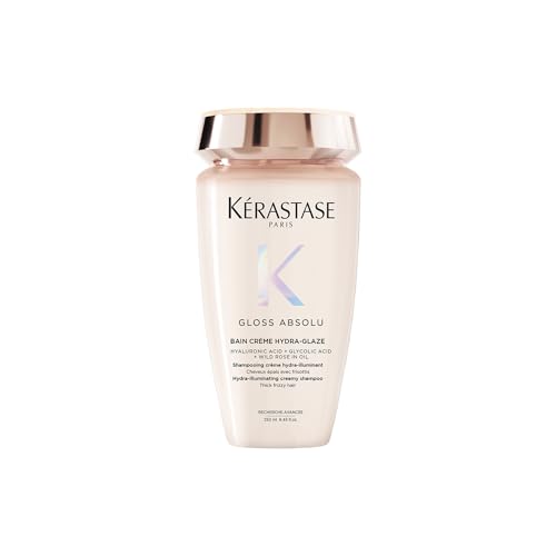 Kérastase, Gloss Absolu, Shampoo per Capelli Spessi Tendenti al Crespo, Con Acido Glicolico, Acido Ialuronico e Olio di Rosa Canina, Bain Crème Hydra-Glaze, 250 ml