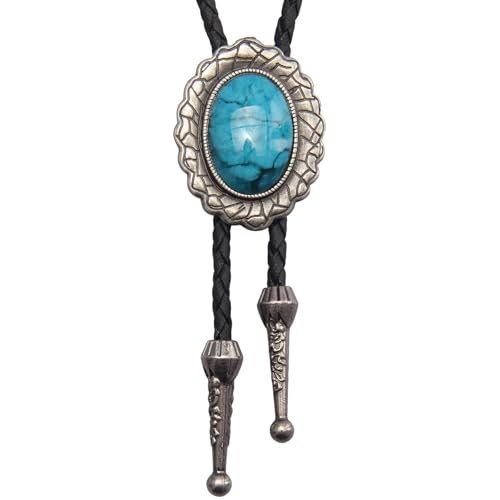 Image of Jeilwiy Bolo Tie for Men Western Cowboy Tie Necklace Gold Bolo Tie Leather Necktie Halloween Tie Accessories for Women