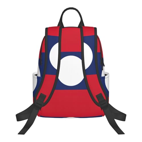 Sac à dos imprimé drapeau du Laos léger et noir de taille unique - 3