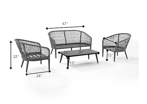 Image of LOCCUS Outdoor 5 Seater Rope Woven Patio Sofa Set with Center Table - All-Weather Conversation Set for Balcony, Garden, Terrace & Poolside | Waterproof UV-Resistant Patio Furniture Set (Grey)