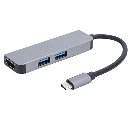 Type-C Hub,Aluminum Alloy Docking Station,Multifunctional 2x USB3.0 Output Adapter,Support High‑Definition HDMI Audio And Video Output