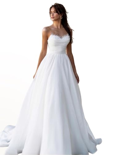 Long Wedding Dresses for Bride Off Shoulder Floor Length Bridal Gown for Women