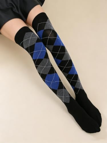 Image of YELAIVP Women Knee High Socks Check Pattern Over the knee Socks Casual Fashion Tight high sock for School Cosplay Daily Wear