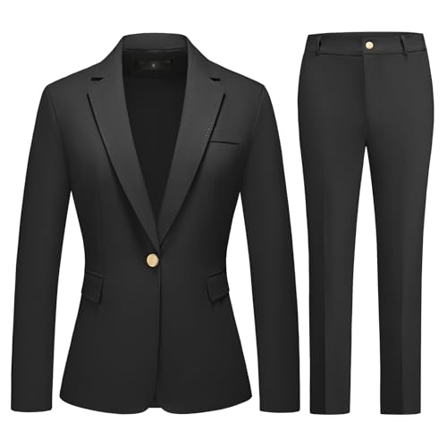 Lamgool Women's Pants Suit 2 Pieces Slim Fit Pantsuit Professional Blazer and Pant Set Business Office Work Outfits