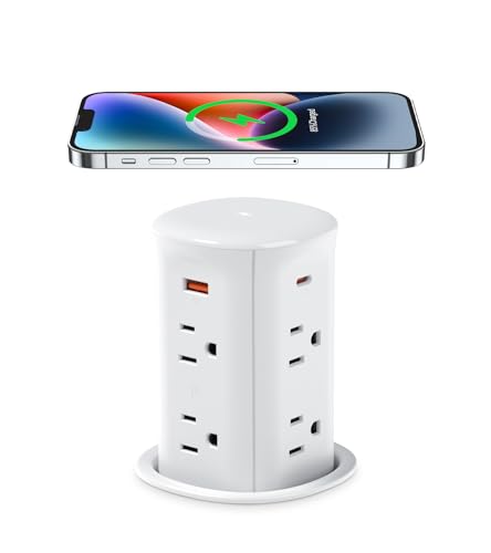 Image of ANNQUAN 3" Pop Up Countertop Receptacle with 4 USB Ports 15W Wireless Charger,Max 65W Power Delivery Pop Up Outlet for Home Office Kitchen