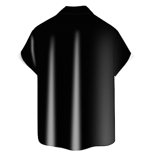 Men's Casual Button Down Shirts Halloween Printed Hawaiian Shirt Vintage Bowling Shirt2