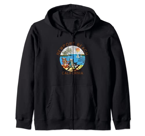 Retro Newport Beach Souvenir – Vintage Beach Vacation Sudadera con Capucha