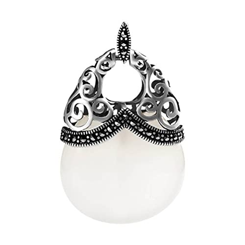 Pendentif néphrite argent et calcédoine blanche | Un cadeau symbolique unique à offrir