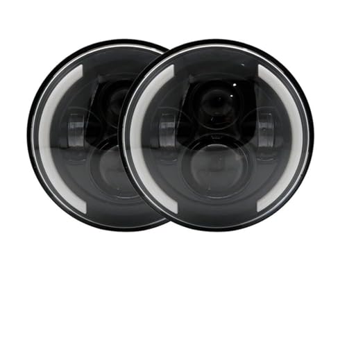 Faro Principal Para Santana PS10 2004 Faros Delanteros LED Angel Eye De 7 Pulgadas Con Luces De Circulación Diurna Y Luces Altas Y Bajos Faros Delanteros Coche(40w black side halo)