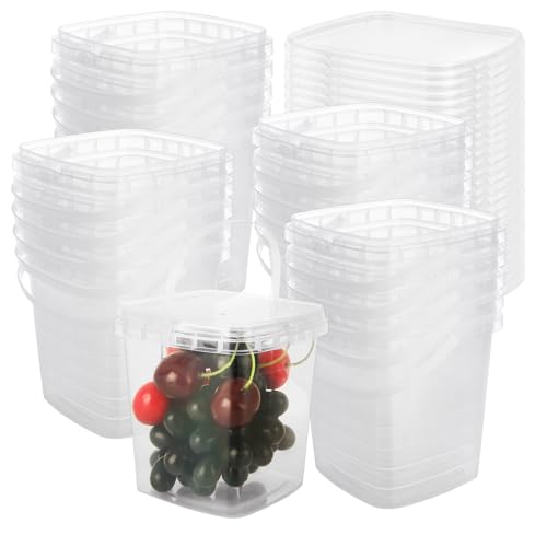 SENENQU 30 Pack 1L/34 oz Square Deli Containers with Lids Clear Plastic Food Storage Containers Airtight Organizer Bin for Food Prep Freezer Kitchen Restaurant Supplies(34 oz)