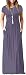 Women's Round Neck Short Sleeves A-line Casual Dress with Pocket Purple Gray Medium