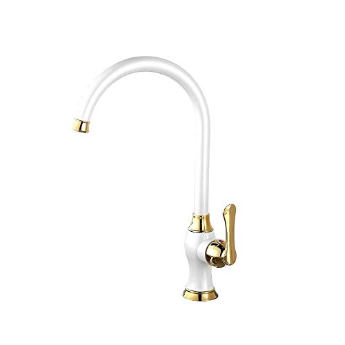 Robinet rotatif 360° cuisine mitigeur blanc antirouille eau chaude et froide
