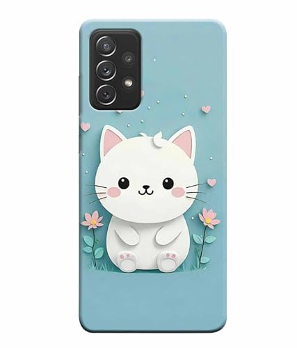 Image of Printed Hard Back Case Cover & Compatible for Samsung Galaxy M32 5G | Cat Vector Painting (Multicolor) - D1192