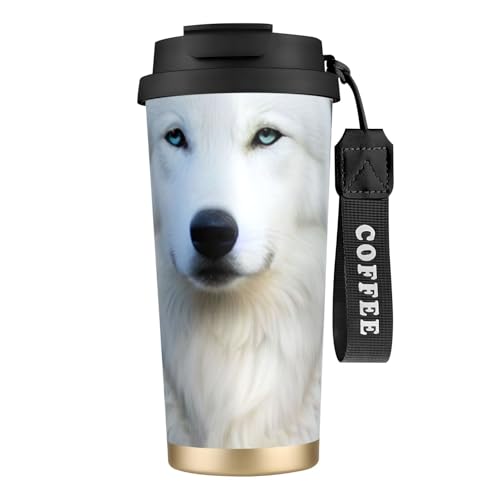 犬柄 おも動物13 コーヒーカップ 500ml真空断熱マグボトル 保温 保冷 多重構造 大容量 直飲み ストロー付き洗いやすい アウトドア 漏れ防止 サーモス水筒 食品グレードステンレス316 男女兼用 車用 父の日、母の日ギフト 外出、自宅、オフィス使用
