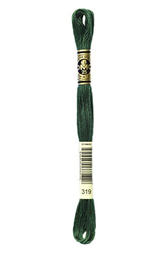 Image of DMC 117-319 Mouline Stranded Cotton Six Strand Embroidery Floss Thread, Dark Pistachio Green, 8.7-Yard