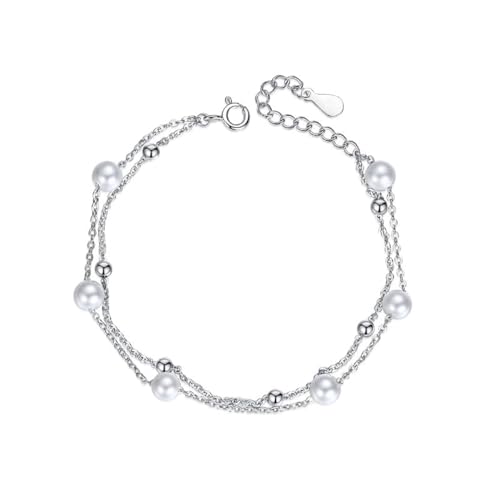 14K Gold Pearl Bracelet, Double Layer Freshwater Pearl Bracelet, Mother's Day Gift for Mother, Wife, Girlfriend