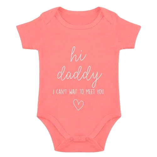 Image of Hi Daddy Bodysuit for Baby Hello Daddy Pregnancy Announcement for Husband I Love Daddys Baby Romper