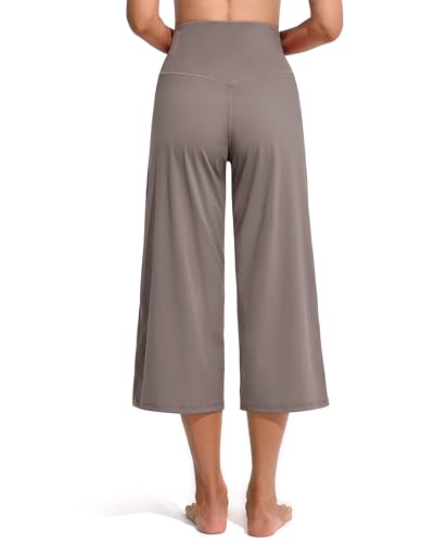 Image of Promover 14 inch /21 inch /23 inch /25 inch Inseam Capri Pants for Women Wide Leg Yoga Cropped Pants with Pockets Loose Casual Summer Pant