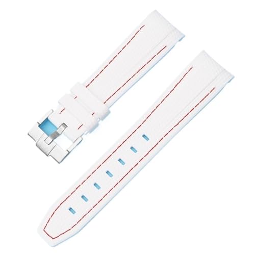 Bracelet montre 20mm blanc ligne rouge pour Swatch Omega Moonswatch et Seamaster homme femme