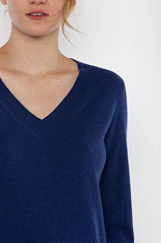 Image of JENNIE LIU Women's 100% Pure Cashmere Long Sleeve Ava V Neck Pullover Sweater
