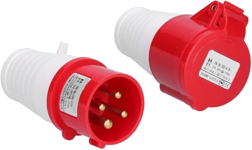 Enchufe Industrial 3 Fases, Tomacorriente Trifásico 4 Pines 16A 380V-415V IP44 para Industria y Agricultura