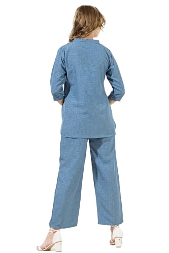 Image of Linen Printed Night Wear Top and Bottom Night Suit Set | Summer Outfit | Co-ord Set for Women | Shirt & Pajama | Night Suit Dress for Women