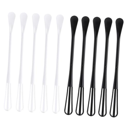 OUNONA Batidor Manual de Mano 10 Piezas (5 Negro 5 Color Claro) para Batir Huevos y Mezclar, Utensilios de Cocina Multiusos de Ergonómico, Mini Cucharas para Repostería y Cocina Diaria