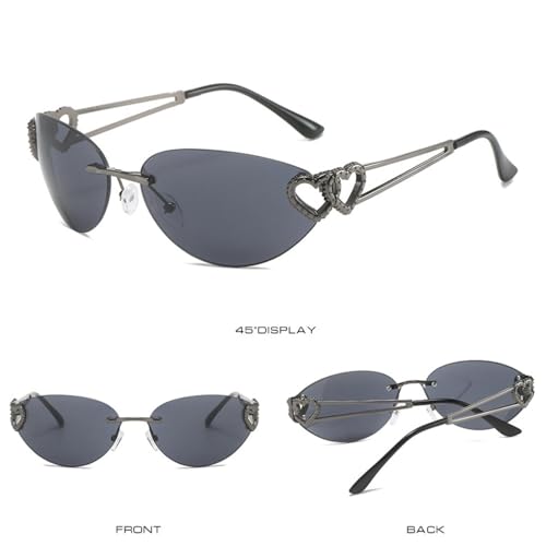 Fashion Punk Sunglasses Women Men Mirror Eyewear Aesthetic Goggles Heart Decoration Uv4004