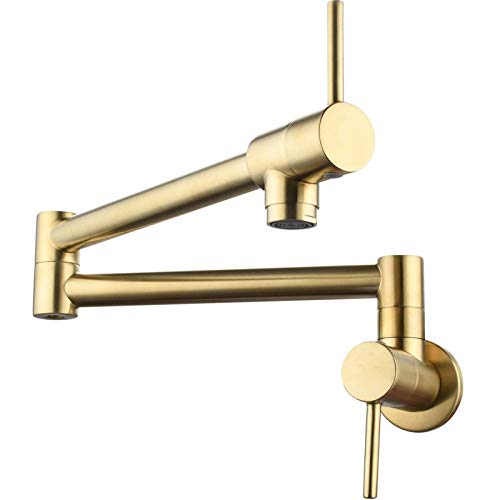 Grifo de llenado de ollas para pared en oro cepillado de latón