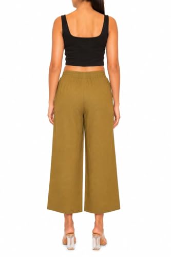 Image of Women Airy Linen Wide Leg Pants | High Waist Casual Summer Trousers | Lightweight Breathable Palazzo Pants BPWLCB01 PRT