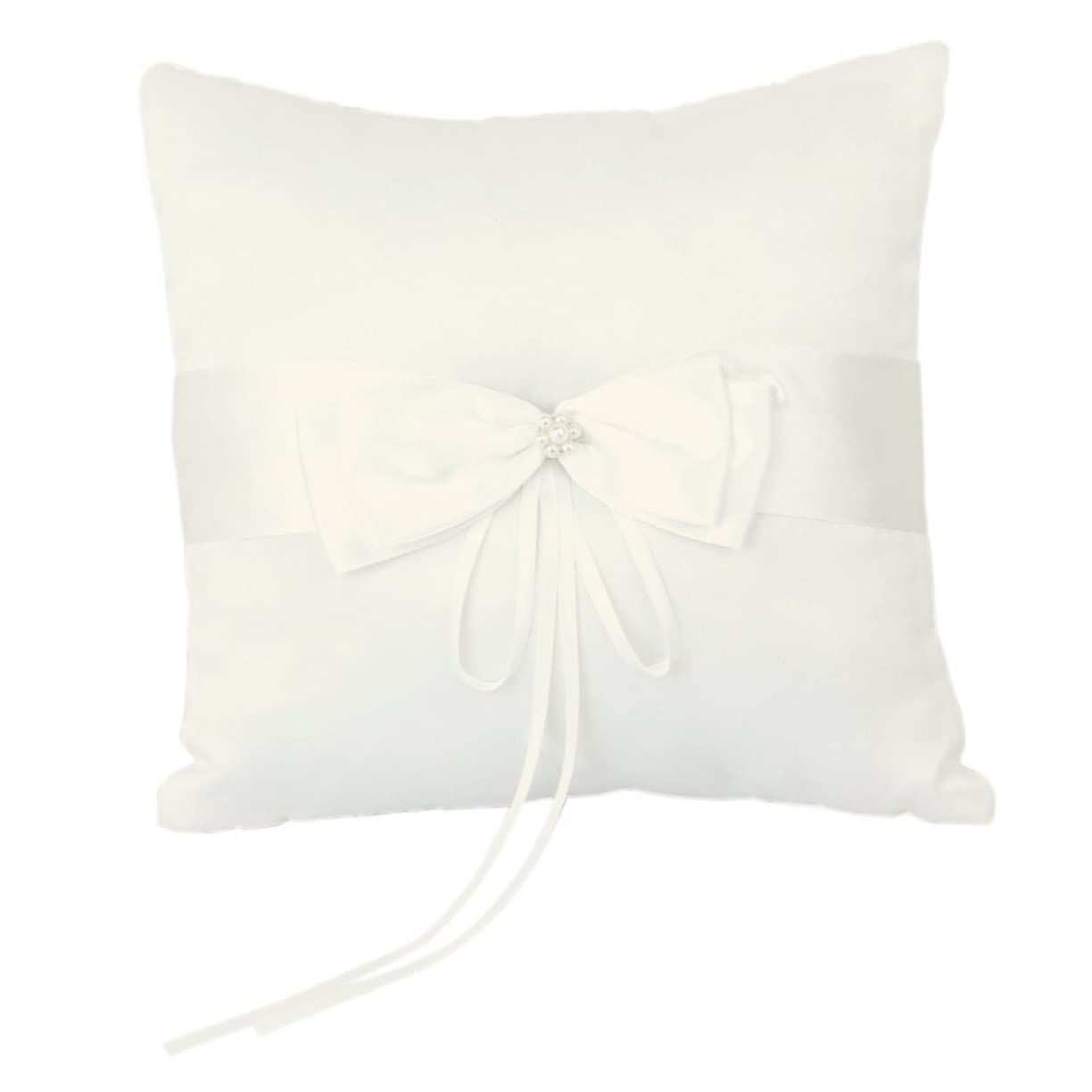 Ciieeo Wedding Ring Pillow Holder Box Satin Double Bowknot Flower Ring Bearer Pillow Decorations