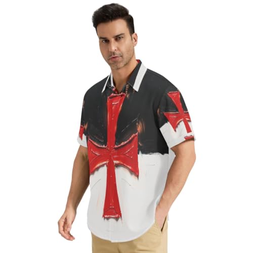 Chemise de plage pour homme avec motif templier fluide et légère taille S