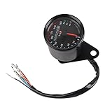 Anauto 12V Universal LED Backlight Motorcycle Odometer Speedometer Gauge K/MH Single Indicator (Black)