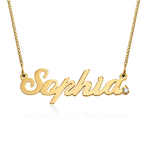 MYKA-Personalized-Classic-Name-Necklace-Pendant-for-Woman-Her-Nameplate-Cursive-Style-in-Sterling-Silver-925-Gold-Rose-Gold-Plated--Diamond-Option-Customized-Jewelry-Gift-for-Mothers-Day-Birthday-Chri