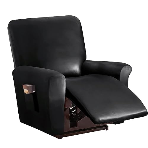 WJHDWYD Housse de Fauteuil de Relaxation Extensible Universelle, Cuir PU 1 Place 4 pièces Housse de Fauteuil inclinable électrique Housse de siège avec...