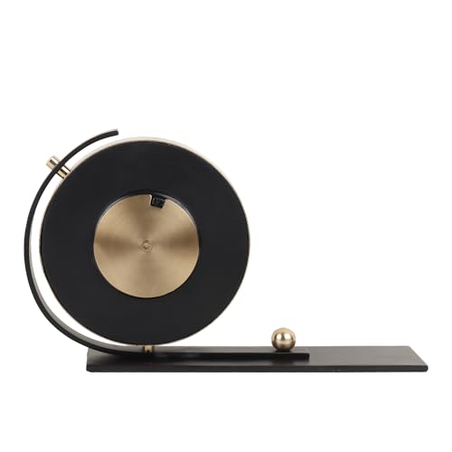 Image of Decor de Maison Brings Handcrafted Aleksi 2 Body Stand Table Clock for Home, Room, Office, Shelves | Classic Non-Ticking Tabletop Battery Operated Analog Desk Clock (Gold)