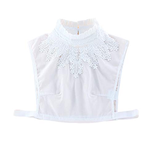 LERTREE Detachable False Shirt Collar Ruffles Lace Collar Half Shirt False Collar for Women Lady Girls (White)
