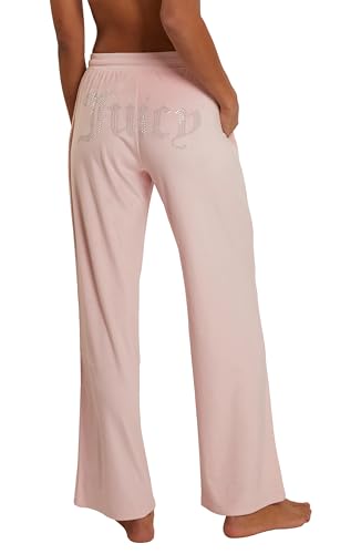 Juicy Couture Women's Velvet Fleece Lounge Pajama Pant with Rhinestones (US, Alpha, Large, Regular, Regular, Lola Pink)