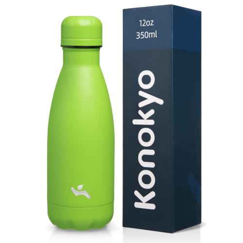Konokyo 12 oz Insulated Stainless Steel Water Bottle, Green